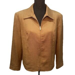JM Collection By Jennifer Moore Blazer Women's Size 14 Dark Bronze Lining Zip Up